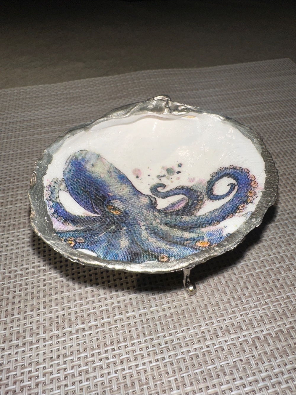 Blue Octopus Decorative Shell Dish - Home Art